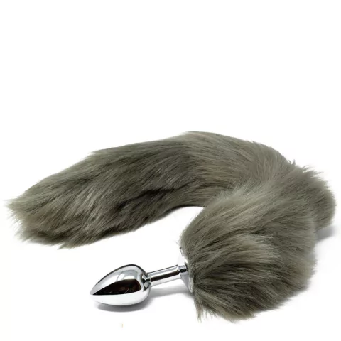Plug Anal P em Aluminio com Cauda Cinza claro