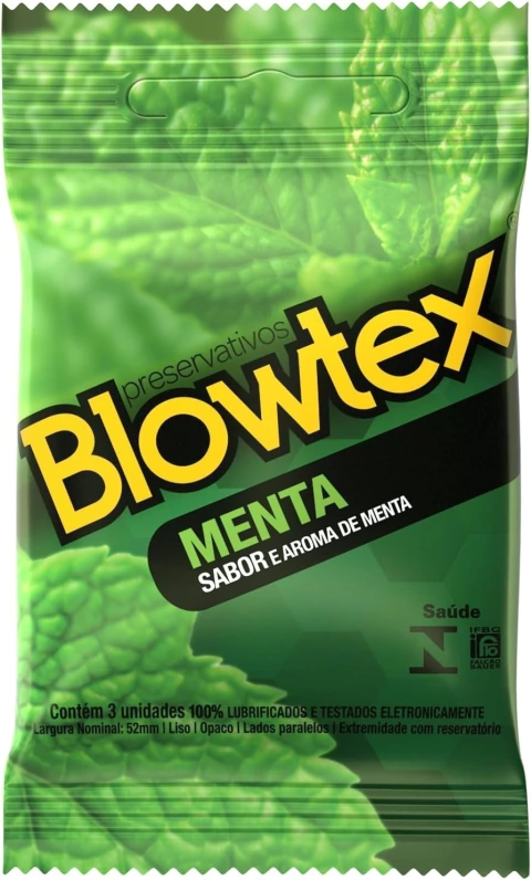 Blowtex Preservativo Menta Com 3 Unidades Branco
