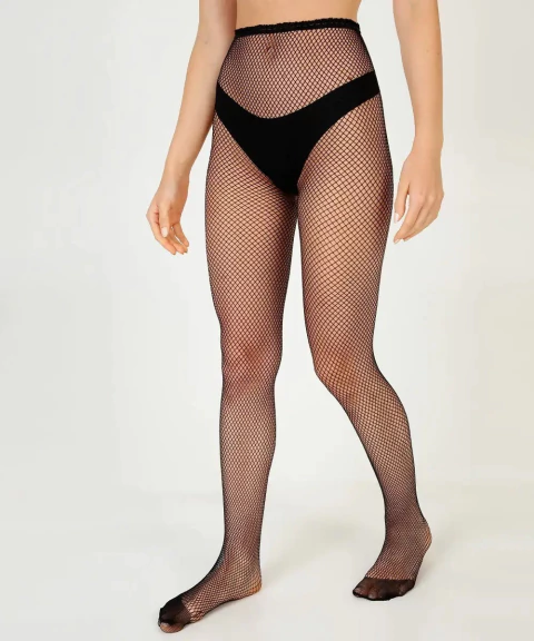 NO8501M- Meia Calça Arrastão Furo Médio Preta