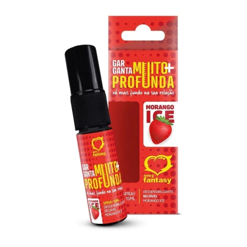 Garganta Muito+ Profunda Spray Dessensibilizante Beijável Morango Ice