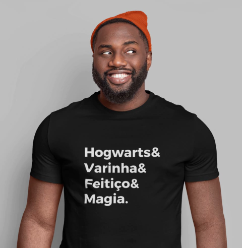 Camiseta Hogwarts & Varinha & Feitiço & Magia