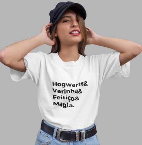 Camiseta Hogwarts & Varinha & Feitiço & Magia