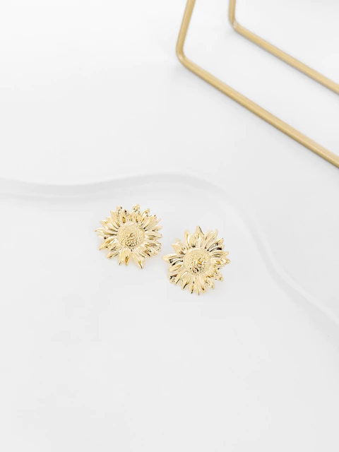 Brinco girassol banhado a ouro - comprar online