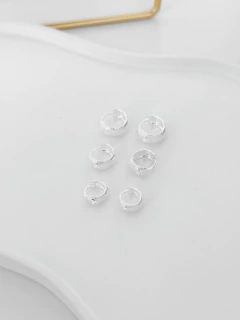 Trio argolinhas craqueladas coração vazado banhada a prata