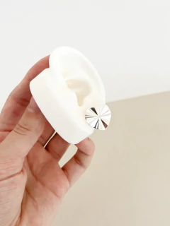 Brinco orgânico coração diamantado banhado a prata - comprar online