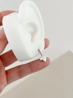 Brinco argolinha colors coração liso banhada a prata - comprar online