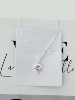 Colar shine rosa banhado a prata