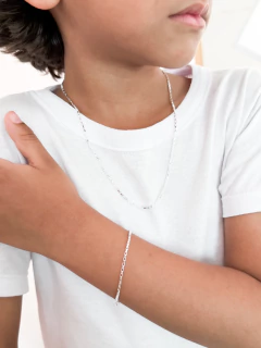 Conjunto masculino infantil veneziana elo longo banhado a prata - comprar online