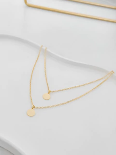 Colar duplo medalhas banhado a ouro