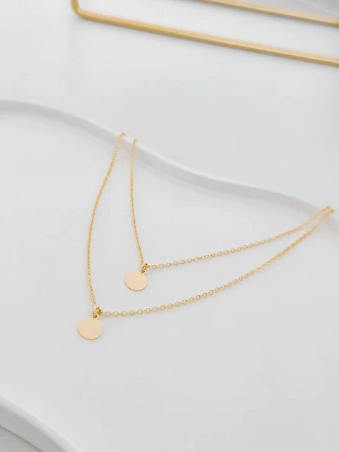 Colar duplo medalhas banhado a ouro