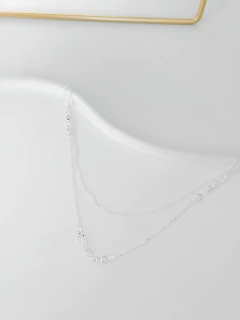 Colar duplo pontinhos de luz banhado a prata