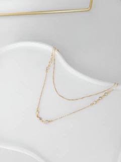 Colar duplo pontinhos de luz banhado a ouro