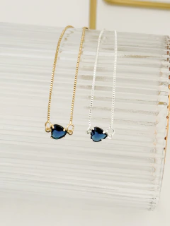 Pulseira coração zircônia azul