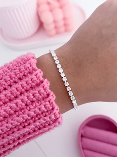 Pulseira riviera cristal banhada a prata