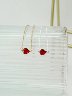Pulseira coração zircônia vermelha