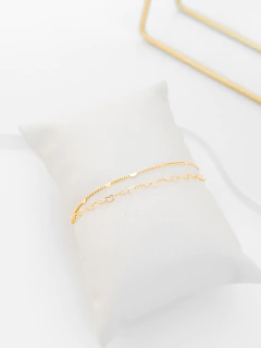 Pulseira dupla corações banhada a ouro - comprar online