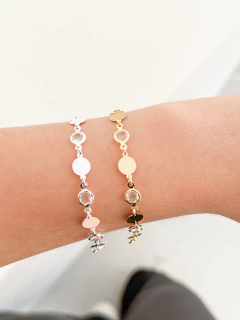 Pulseira medalhas e zircônias cristais