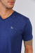 Remera escote en V con lycra azul noche - comprar online