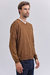 Sweater cuello V Tostado - tienda online