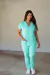 Conjunto Pijama Cirurgico Classico Liso Oxfordine - Verde agua