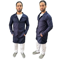 Jaleco Masculino Gabardine Premium Gola Esporte - Azul Marinho
