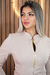 JALECO SLIM EM GABARDINE COM ELASTANO DE ZIPER CREME