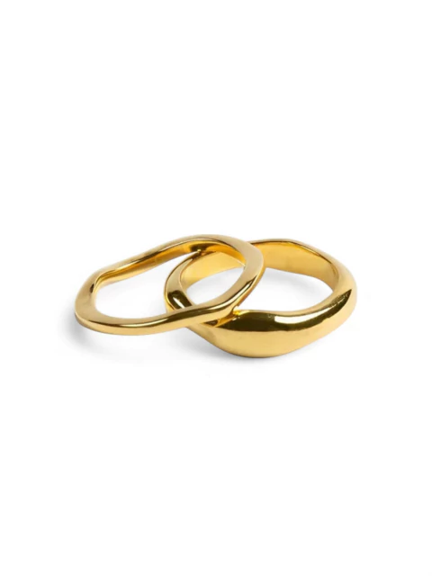 Par de anéis Gemini de Aço Dourado - comprar online