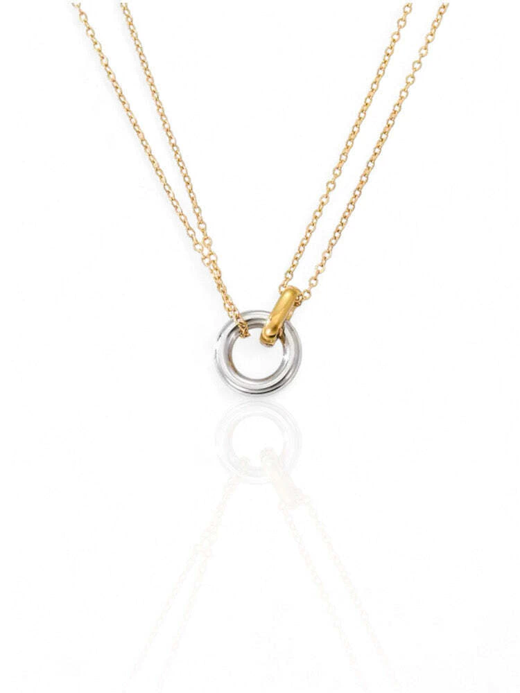 Colar Orbit de Aço Dourado