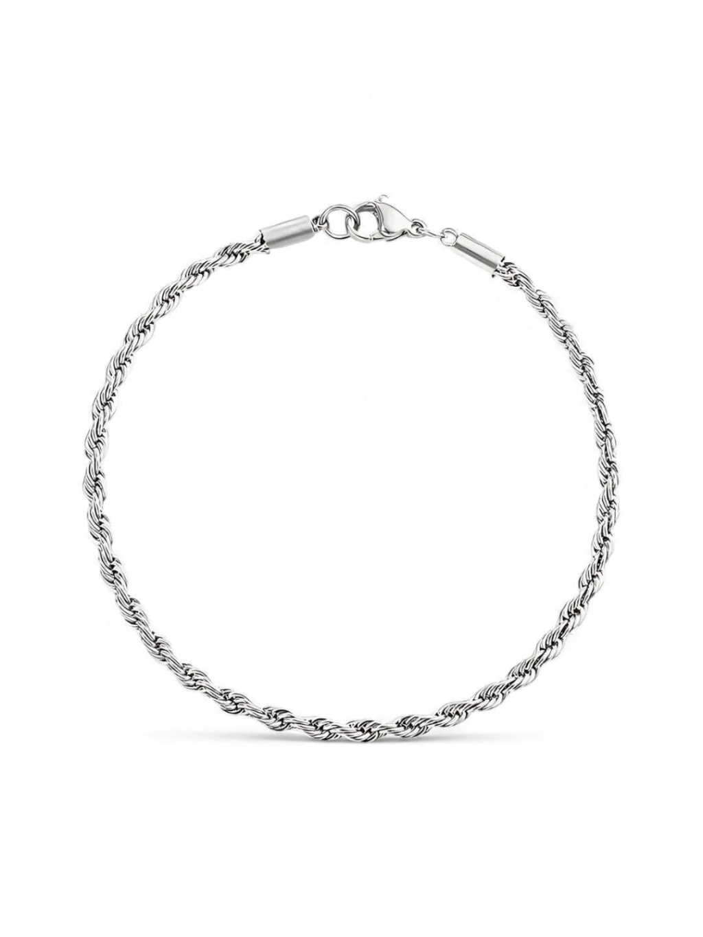 Pulseira Cordão Baiano de Aço Prata