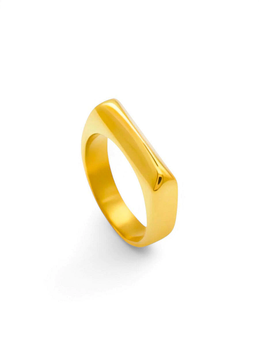 Anel Amber de Aço Dourado