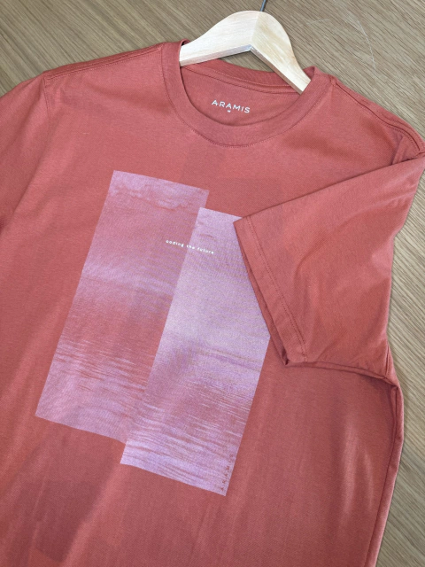 CAMISETA FOTOGRAFIA DESLOCADA LARANJA FERRUGEM ARAMIS