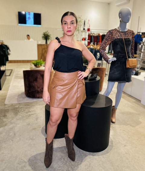 SHORT SAIA COURO LUNA CAPUCCINO MG