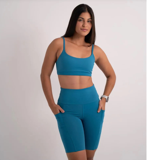 BERMUDA PRI COM BOLSO AEROBIC AZUL PETROLEO - comprar online