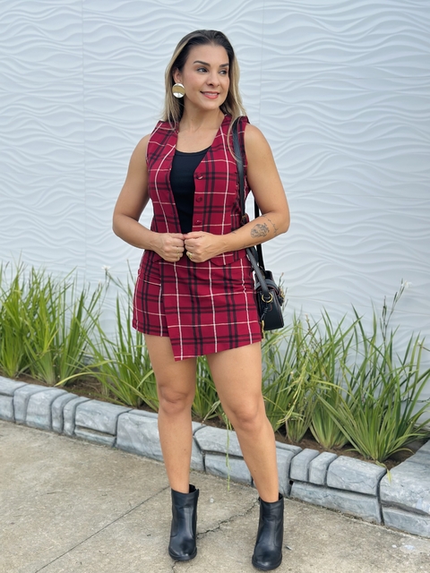 SHORT SAIA XADREZ VERMELHO MG - comprar online