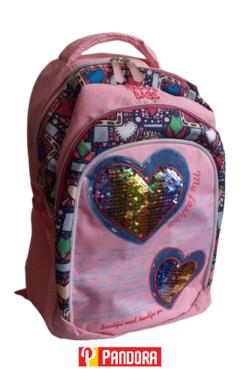 MOCHILA HAPPY BAGS DOS CIERRES CON CORAZONES (03400)