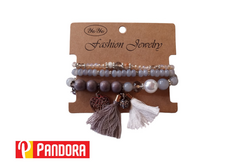 PULSERA PIEDRA CRISTAL FLECO GRIS X3 ATR008-46 (7115065325470)