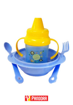 SET PARA BEBE PLATO +CUBIERTOS Y VASITO SHENG RUI (6954780711516)