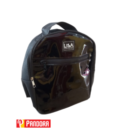 MOCHILA LISA ACHAROLADA NEGRA (03723)