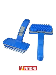 CEPILLO DE PLASTICO PARA PERRO CON BOTON EXPULSOR (00846)