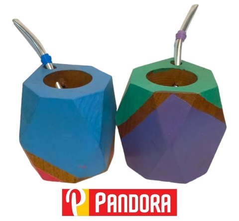 MATE DE MADERA GEOMETRICO DE COLORES (01160)