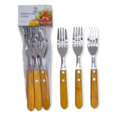 TENEDOR X6 MANGO MADERA (00914)