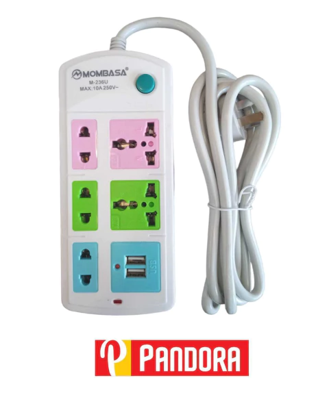 ALARGUE ZAPATILLA MOMBASA 5 ENCHUFES 2 USB2M (05029)