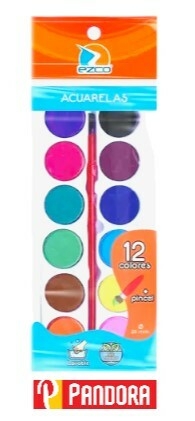 ACUARELAS X12 + PINCEL EZCO EN BOLSITA (4666664040088)