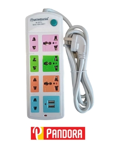 ALARGUE ZAPATILLA MOMBASA 7 ENCHUFES 2 USB 2M (05030)