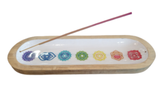 PORTA INCIENSO DE MADERA DE 7 CHAKRAS (653Z)