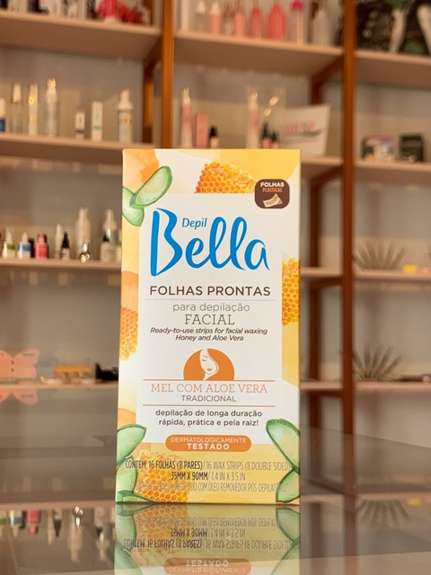 Folhas Prontas para Depilaçao FACIAL Mel com Aloe Vera - Depil Bella 16 folhas
