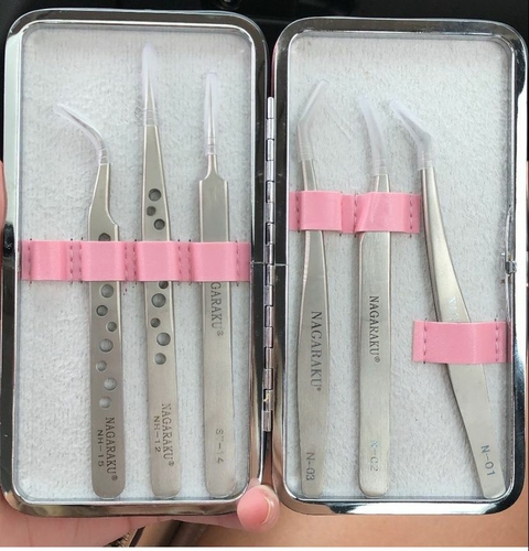 KIT 6 pinças NAGARAKU + estojo rosa