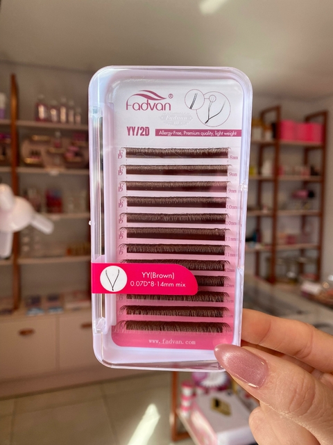 Cilios Y MARROM Fadvan 0.07 D MIX 8 ao 14mm