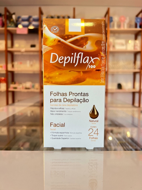 Folhas prontas FACIAL para depilaçao Depilflax Natural 24 folhas