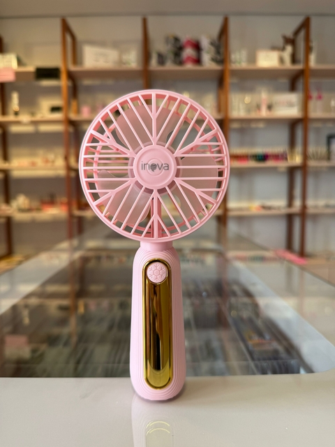 Ventilador com detalhe dourado Rosa